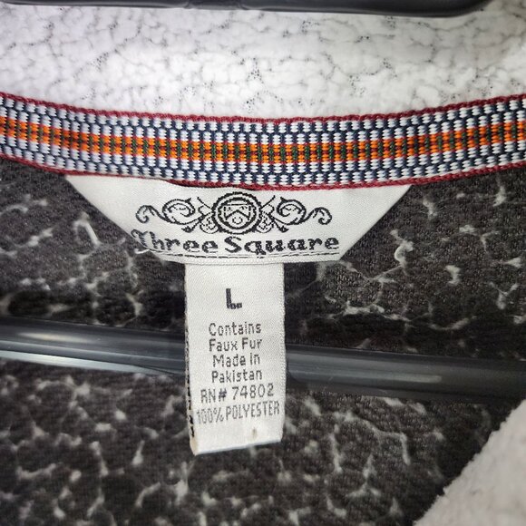 Womens Gray Three Square Faux Fur Sherpa Pullover Jacket 1/4 Zip OU Sooners L - Picture 8 of 11